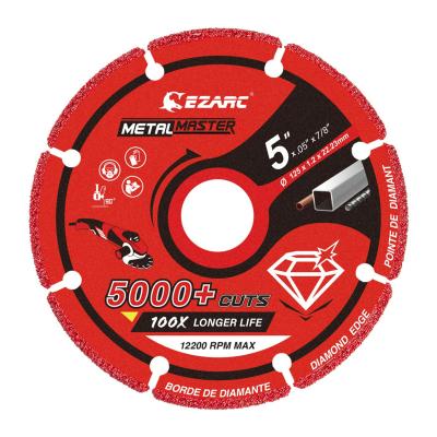 China Metal  EZARC Diamond Cutting Wheel 5'' x 7/8  Inch for Metal, Cut Off Wheel with 5000+ Cuts on Rebar, Steel, Iron and INOX for sale