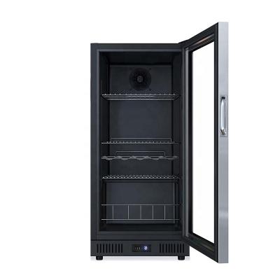 China Single-temperature Small Cooler Black Single Door Bar Cooler Display Showcase Commercial Beverage Refrigerator for sale