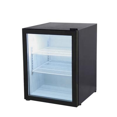 China 70L Single-Temperature Door Glass Bottle Cooler Black Small Beverage Fridge Car Refrigerator Display Showcase Countertop Beverage Cooler for sale