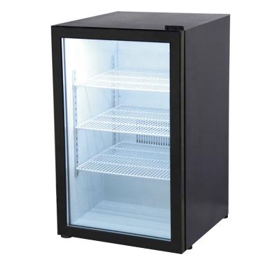 China 98L Single-Temperature Door Glass Bottle Cooler Black Countertop Refrigerator Car Display Showcase Small Drink Cooler Fridge for sale