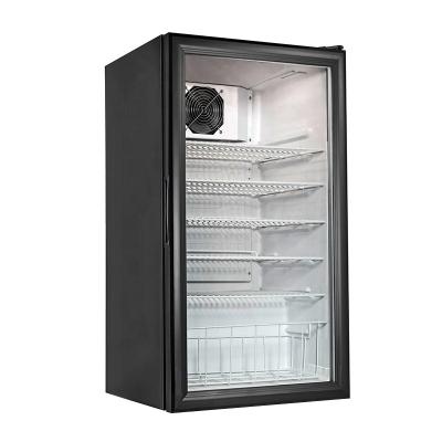 China 98L Single-Temperature Door Glass Bottle Cooler Black Countertop Refrigerator Car Display Showcase Small Beverage Cooler Fridge for sale