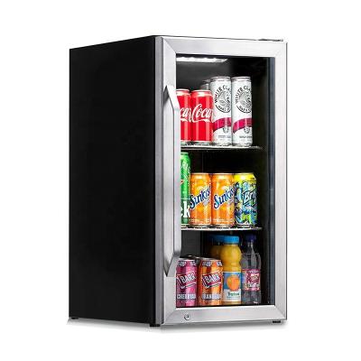 China 70L Single-Temperature Door Glass Bottle Cooler Black Small Beverage Fridge Car Refrigerator Display Showcase Countertop Beverage Cooler for sale