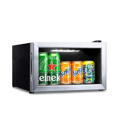 China 26L Single-Temperature Door Glass Bottle Cooler Black Beverage Cooler Countertop Small Refrigerator Car Display Showcase Cooler for sale