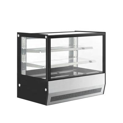 China Square Pastry Display Showcase Cake Countertop Cooler Single-temperature 900mm Tempered Glass Drinks Cabinet Desktop Refrigerator for sale