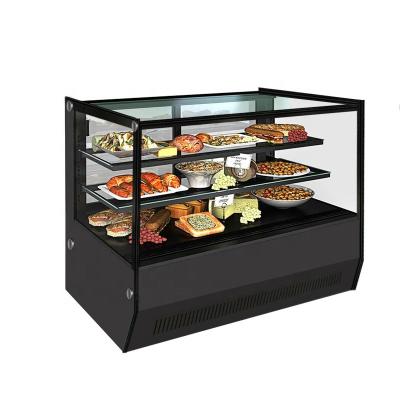 China Single-temperature 900mm Square Tempered Glass Cooler Worktop Suhi Pastry Beverage Cabinet Refrigerator Cake Display Desktop Shelf for sale