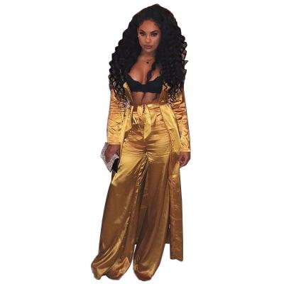 China Plus size fashion autumn winter style of new is euramerican sport recreational suit females imitate wide leg silk pants two sets for sale