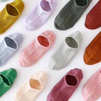 China Anti-Fault Candy Color Invisible Boat Socks Men And Women Cotton Socks Double Needle Combed Cotton Couples Socks for sale