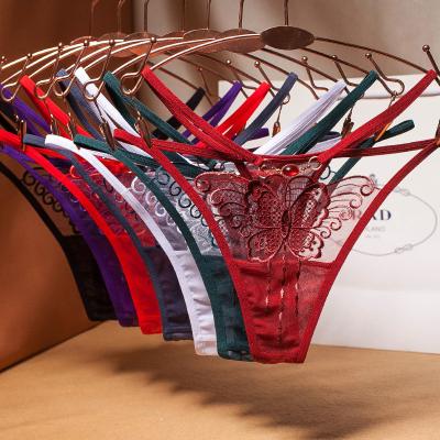 China Breathable underwear women confuse passion flirt bed temptation hot ultra-thin embroidery mesh transparent G-string thong full for sale