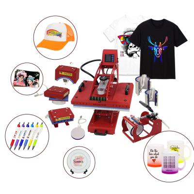 China Garment Shops Mecolour 8 in 1 Combo Heat Press Machine T-shirt Printing Machine Sublimation Machine for sale