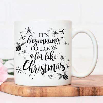 China Mecolour Christmas Gift Sublimation Viable White Ceramic Mugs 11oz Mug Custom Coffee Mug for sale