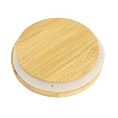 China Regular Mouth Mason Jar 70mm Bamboo Jar Lids With Straw Hole Reusable Jar Lids for sale