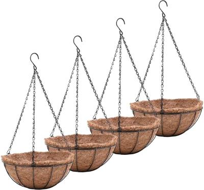 China Coconut Coir Hanging Planters Outdoor,Metal Wire Baskets With Coco Liner Hanging Pots For Plants Indoor for sale