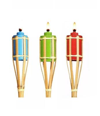 China Natural Bamboo Tiki Torch Garden Toy Colorful Bamboo Torch For Children And Outdoor Parties for sale