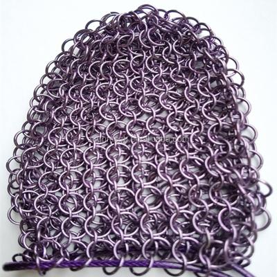 China Corrosion Resistance Chainmail Dice Bag / Long Life Stainless Steel , Purple Chainmail Mesh for sale