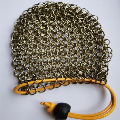 China Corrosion Resistance Chainmail Dice Bag / Long Life Stainless Steel, Gold Chainmail Mesh for sale