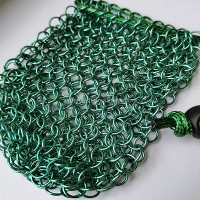 China Corrosion Resistance Chainmail Dice Bag / Long Life Stainless Steel, Green Chainmail Mesh for sale