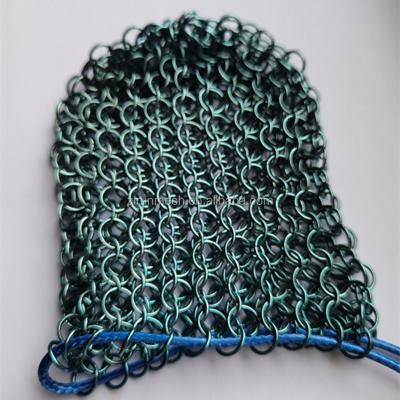 China Corrosion Resistance Chainmail Dice Bag / Long Life Stainless Steel, Blue Chainmail Mesh for sale