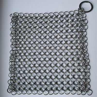 China 304 Chainmail Scrubber / Corrosion Resistance Cast Iron / Stainless Steel Long Life 6x6inch Square Cleaner for sale