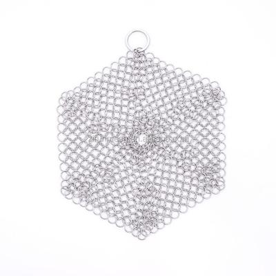 China Corrosion Resistance Mesh Scrubbers/Long Life Hexagon Chainmail 316 Stainless Steel/Pot Scrubber for sale