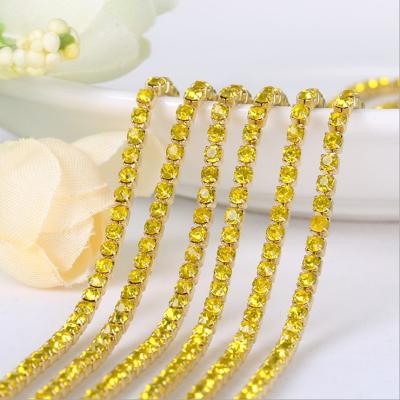 China Flatback Rhinestone Citrine Chain Trims Rhinestone Narrow Rhinestone Cup Chain for sale