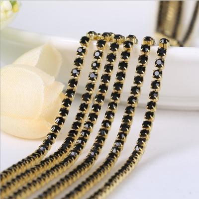 China Flatback Jet Rhinestone Chain Cup Trims , Glitter Rhinestone Cup Chain for sale