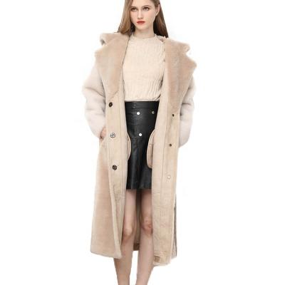 China 2022 New Fashionable Wholesale Designers Breathable Long Woolen Coat Real Sheep Fur Coat Natural With Hood for sale