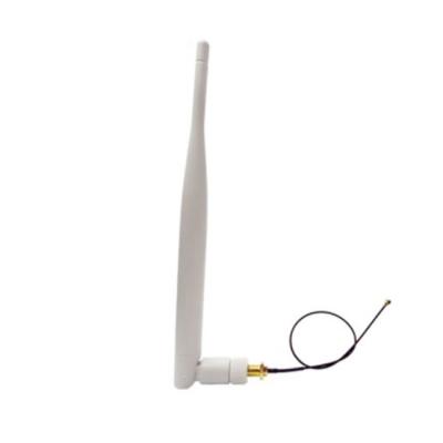 China White WiFi 5dBi SMA Male Connector Router 2.4GHz Antenna with SMA to IPEX Cable 2.4GHz Router Antenna for sale