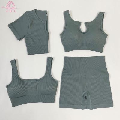 China Breathable 2022 Customized Logo Rib Knit Yoga Set With Favorable Discount Bra And Panty Set for sale