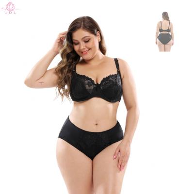 China New Custom Antibacterial Beautiful Soft E Logo Ultrathin Cup Plus Size Bra And Panty 2 Piece Women Lingerie Set for sale