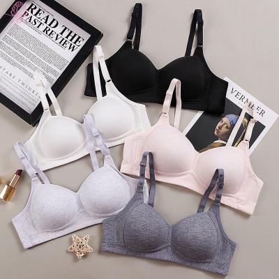 China Solid Color Women Cotton Soft Wire Free Bra Teen Girl Comfortable Breathable Underwear for sale