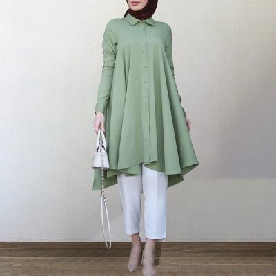 China Polyester Latest Indonesia Wholesale Malaysia Lapel Shirt Collar Tail Dress Abaya Women Traditional Muslim Clothing for sale