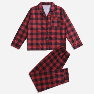 China Compressed High Quality Silk Pajamas Sets Plaid Print America Christmas Online Shopping Pajamas Satin For Women Set Christmas Pajamas Family for sale