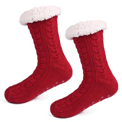 China Wear Christmas Stockings Direct Selling Plush Christmas Stockings Winter Christmas Socks European Custom Non-Slip Popular Slippers Socks for sale