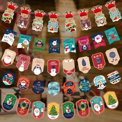 China Eco-friendly Cartoon Christmas Flag Decoration Shopping Mall Hotel Stage Layout Christmas Flag Party Supplies for sale