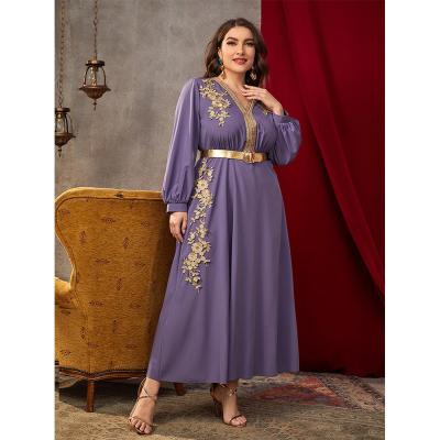 China 2022 New Arrivals Modest Plus Size A-shape V-Neck Large Size Fashion Dress American Women's High Viable Adjustable Dresses for sale