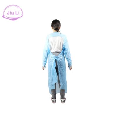 China The Color Protective Disposable Isolation Suit With Thumb Loop Disposable Isolation Clothing CPE Gown for sale