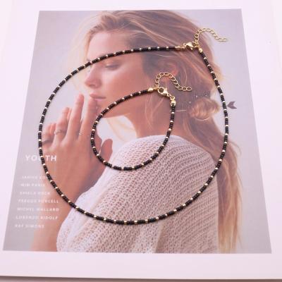 China New Fashion BOHEMIA Miyuki Beads Black Adjustable Jewelry Set For Women for sale