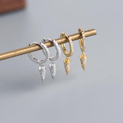 China Trendy Office / Career Gold Plated Full Zircon Charm Anchor Sterling Sliver Earrings For Women for sale