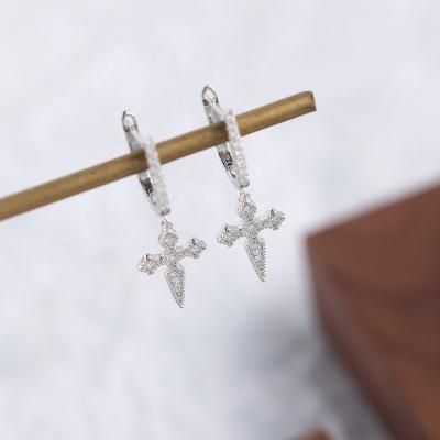 China 2023 FASHIONABLE new classic simple design gold plated women's circle cross earrings for sale