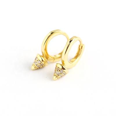 China Fashionable Office / Career Gold Plated Full Zircon Charm Anchor Sterling Sliver Earrings for sale