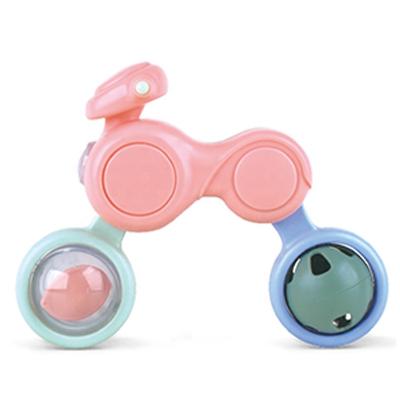 China Eco-friengly cartoon motorcycle shape plastic baby rattles handbell for sale for sale