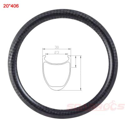 China BMX / folding bike SoarRocs 20 inch carbon rim 30mm 30mm 38mm 50mm bmx rim 30mm 30mm 38mm 50mm wide carbon rim UD 3K 12K matte rims 20 inch for sale