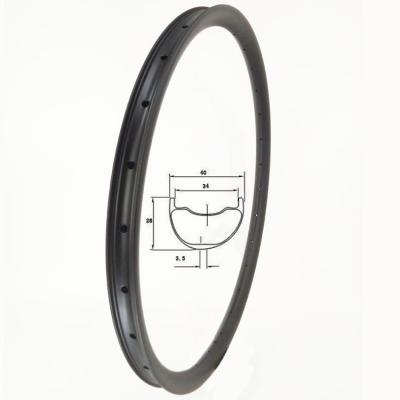 China Mountain Bikes SoarRocs 34mm width inner bicycle rims carbon rims Hookless 27.5 inch 29er carbon fiber mtb rim for sale