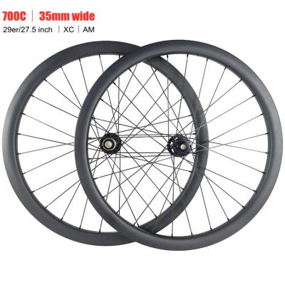 China SoarRocs 29er /27.5 Inch Powerway M81 Hub Carbon MTB Wheelset 25mm Depth 35mm Carbon Disc Brake Mountain AM Wheelset Mountain Bikes for sale