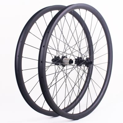 China Mountain Bikes Powerway M42 hub mtb bicycle carbon wheelset 6 bolts pull 29 inch width depth 34 SoarRocs 30 hookless mtb wheel straight for sale