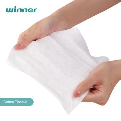 China Eco-friendly Comfortable Disposable Wet Dry Cotton Tissue Paper Cotton Dual Use Facial Cloth for sale