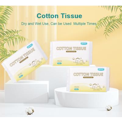 China Wholesale Soft Baby Tissue Cotton Bebe Care Dry Clean 100% Cotton Plain Pattern Pure Disposable Facial Tissue Manufacturers Eco-friendly for sale