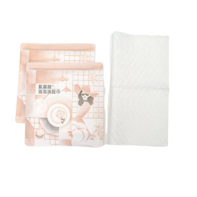 China Hot Selling Eco-friendly Pure Cotton Rag Amino Acid Bubble Cleansing Disposable Cotton Facial Towel for sale