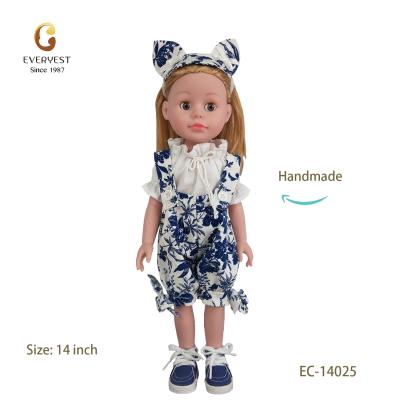 China Toy March Expo American Baby Electronic Light Skin With Flower Print Dress 14 Inch Vinyl Dolls Like Kids for sale