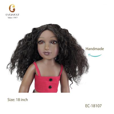 China 18 Inch Eco-Friendly Material African American Girl Doll With Curly Hair And Dress And Shoes for sale